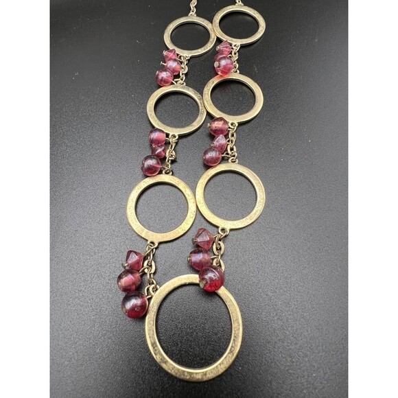GOLD Circle and Garnet-Colored Beads - Picture 4 of 5